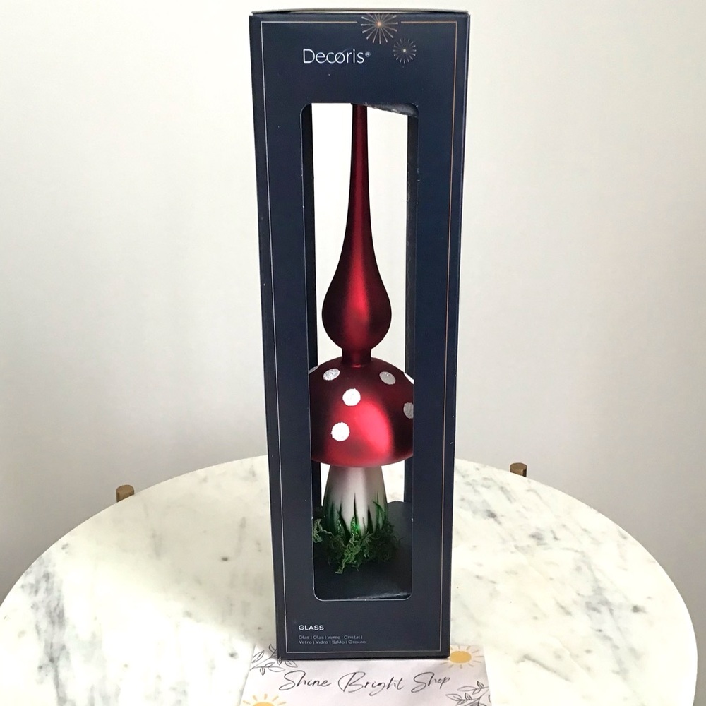 Anthropologie Glass Tree Topper Mushroom New In Box New With Tag - Picture 6 of 7